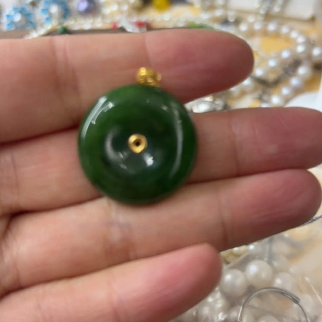和田玉平安扣金色复古百搭