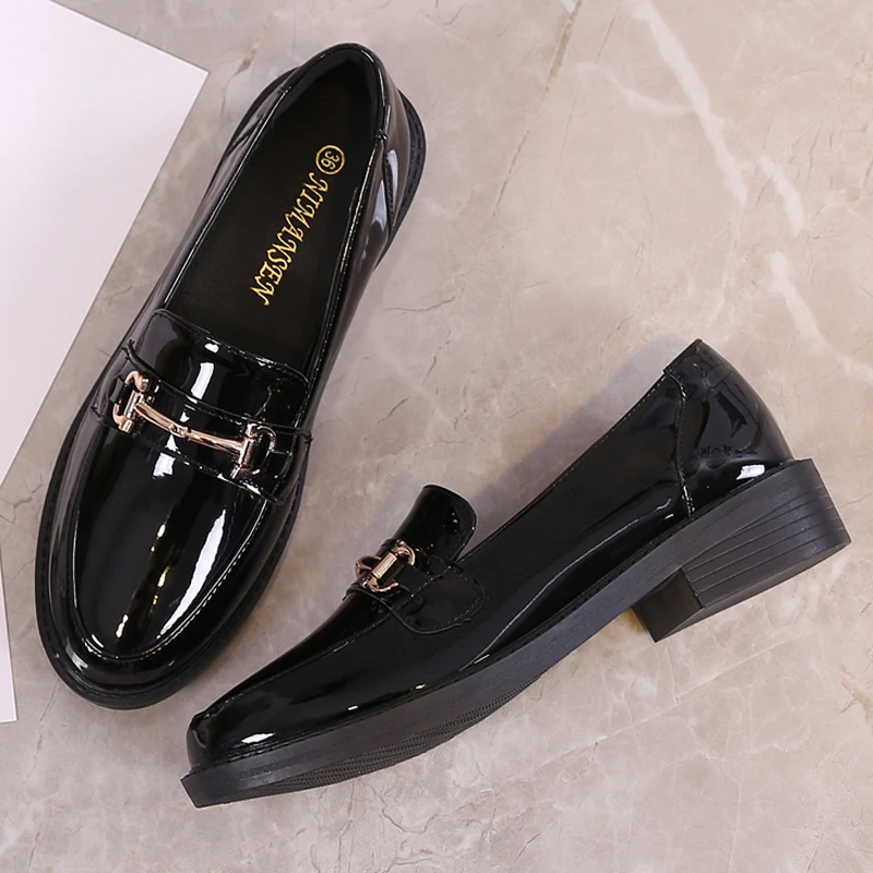 断码清仓羊皮真皮英伦风软底小皮鞋百搭乐福鞋女粗跟单鞋豆豆鞋