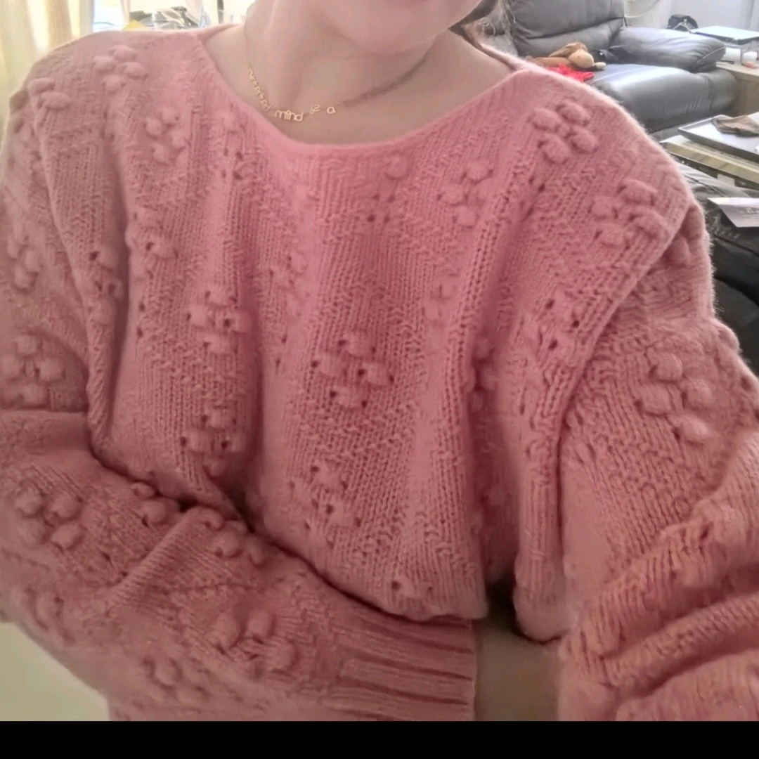 百分百纯羊毛 一字领鼓包针 重工艺加厚款  宽松慵懒韩系  秋冬款