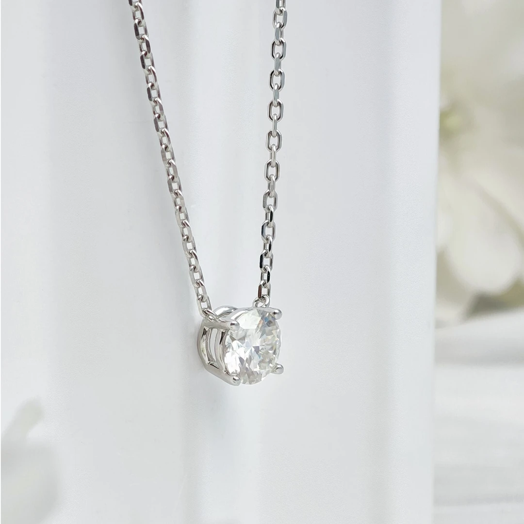 坠链均925银莫桑石 鼻屎项链新品单钻时尚气质简约经典