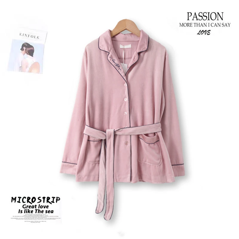 春季时尚女士家居服上装开襟睡衣长袖柔软亲肤00057舒适休闲风