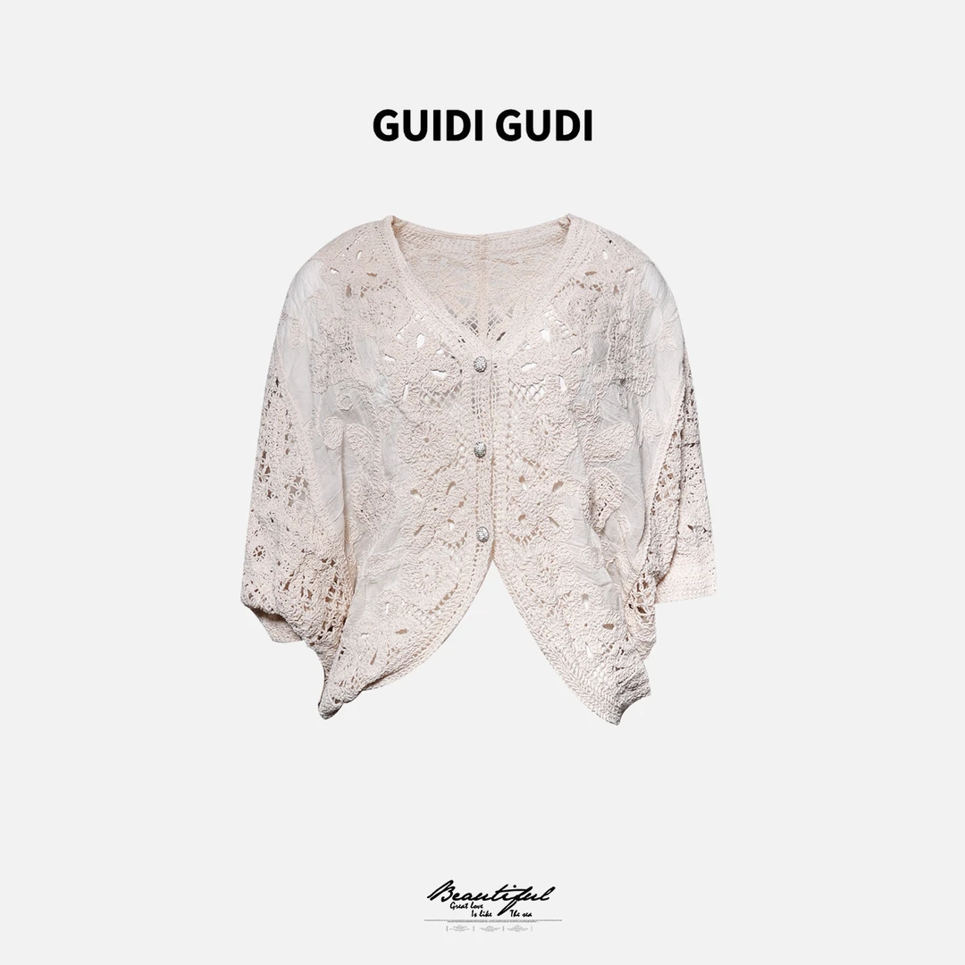 GUIDI GUDI【狂想曲】黄加蓝波西米亚蕾丝长袖外套