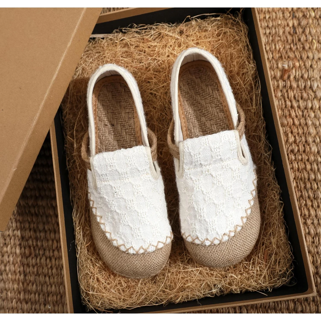 【纯色棋盘格】2025春夏亚麻鞋小清新简约款森系舒适时尚百搭款透气