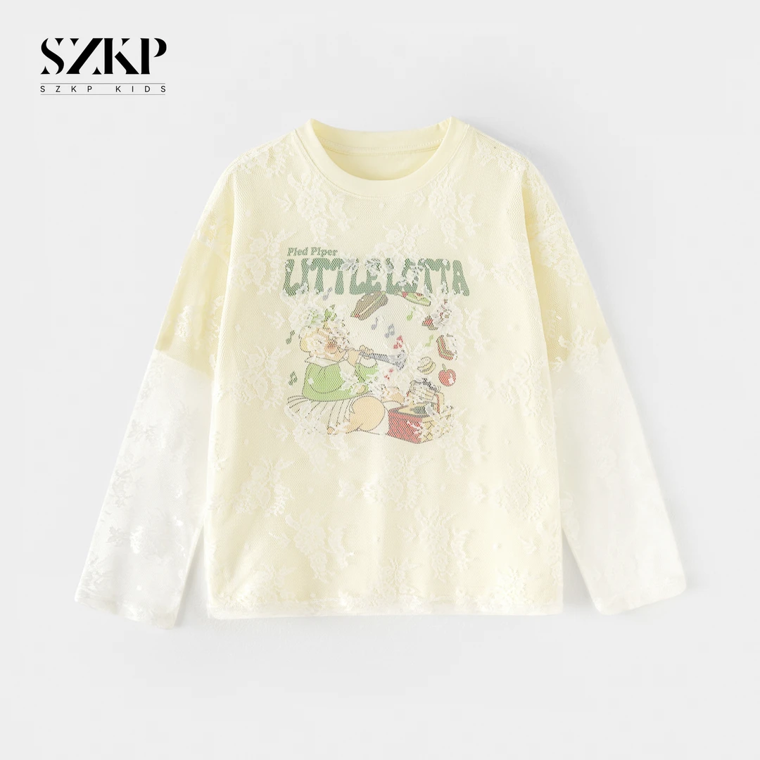 SZKP薄款透气网纱t恤女童夏季新款儿童洋气潮款短袖FFYX551363