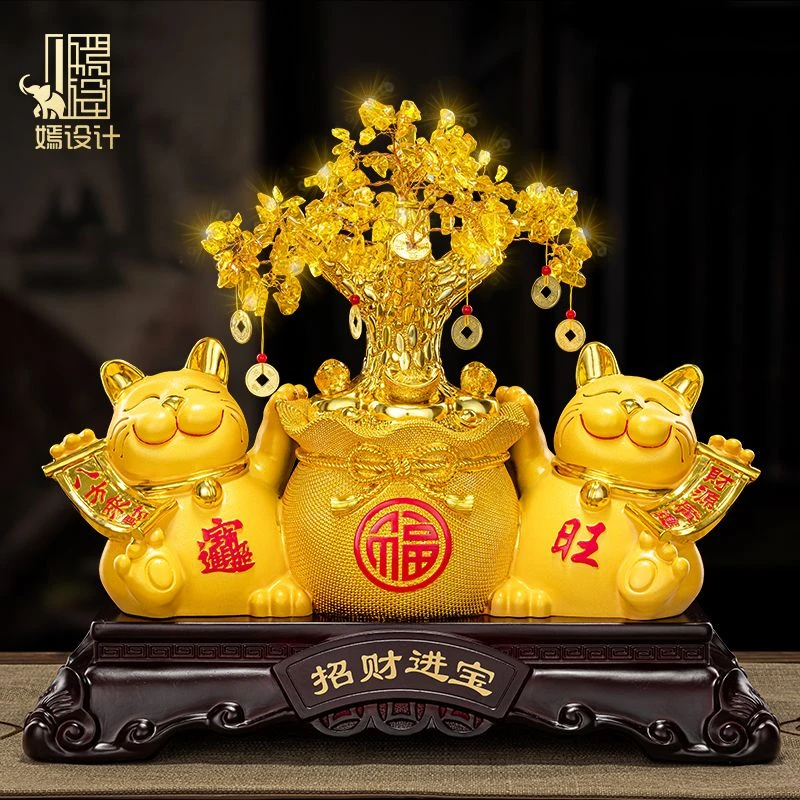 嫣设计猫摆件开业礼物前台装饰品开业乔迁礼品