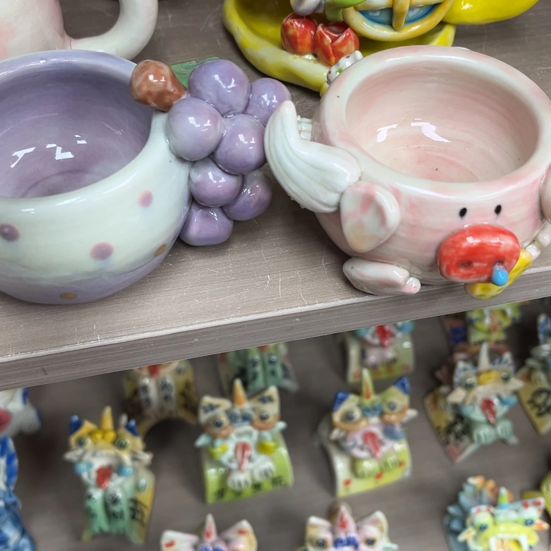 阿***三陶瓷纯手工抽象陶瓷摆件杯子