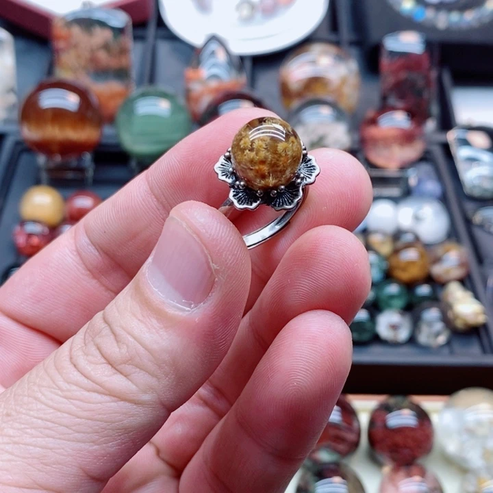 花***鼠戒指银S925镶嵌水晶