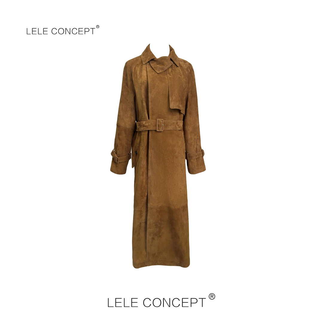 LELE CONCEPT | 「漾」都市英伦风高级袖口卡扣皮风衣P0025
