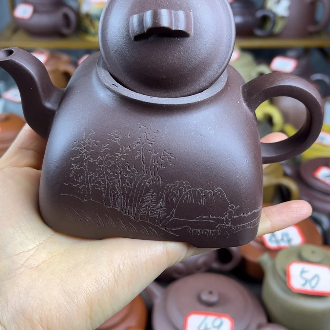 紫砂茶壶宜兴紫砂壶微瑕晃盖开裂片底花泥