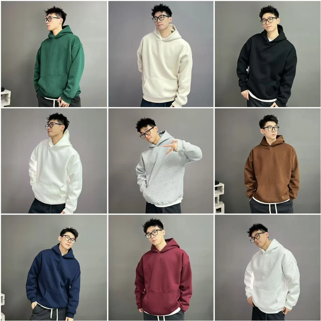 【样衣特价】420g加厚连帽卫衣/圆领卫衣 廓版纯色宽松情侣内搭