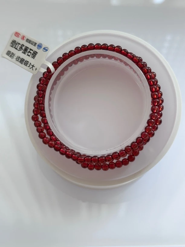 非金属玻璃手链 橙红多圈石榴多圈卡3➕