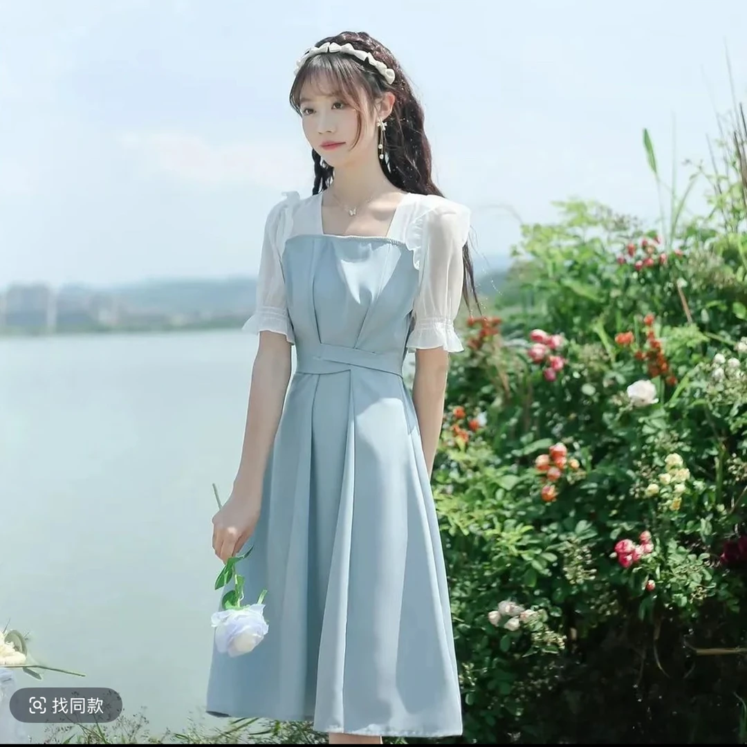 9616九儿家新款女士假两件连衣裙裙子