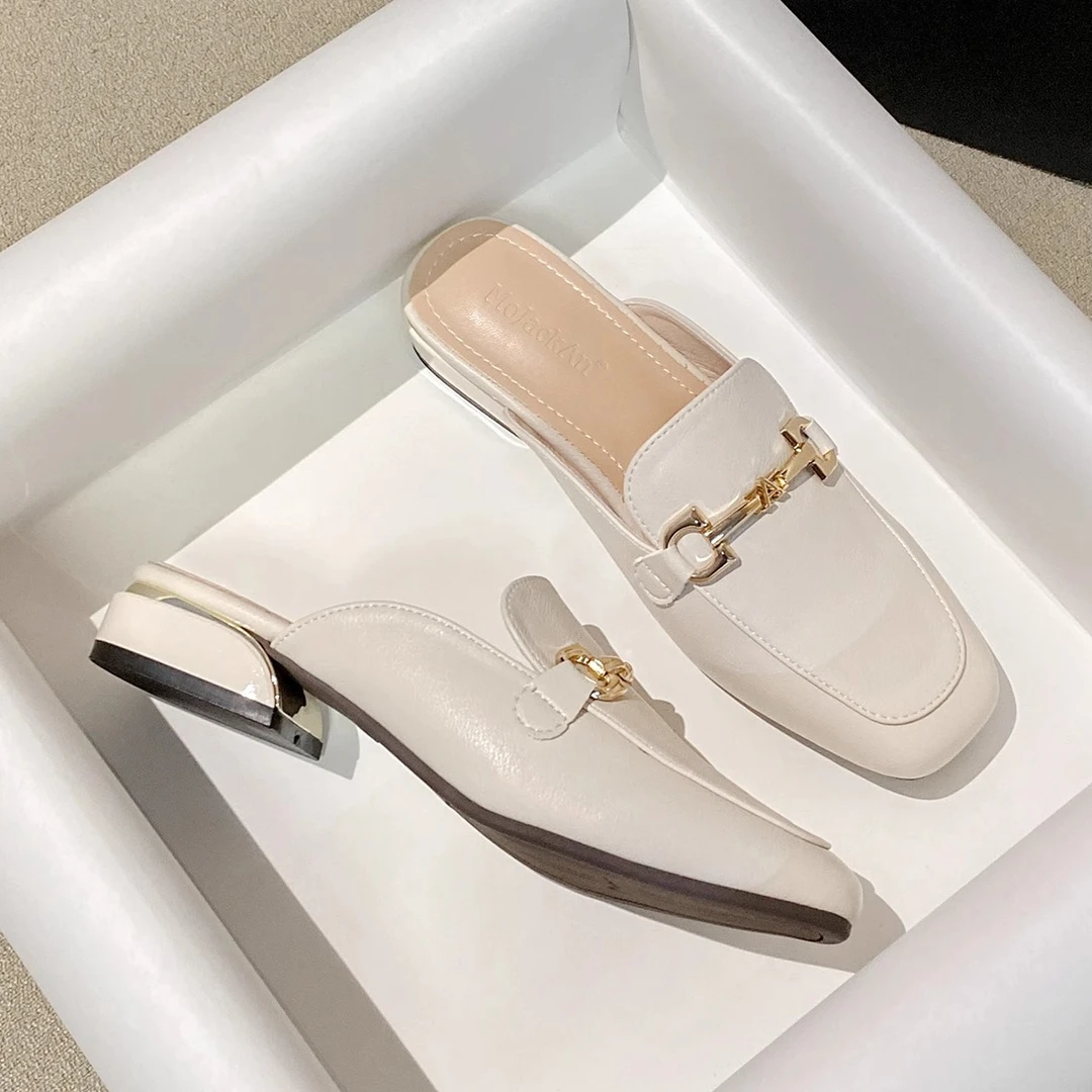 包头半拖鞋女夏外穿2025年新款夏季时尚懒人鞋百搭网红中跟凉拖女