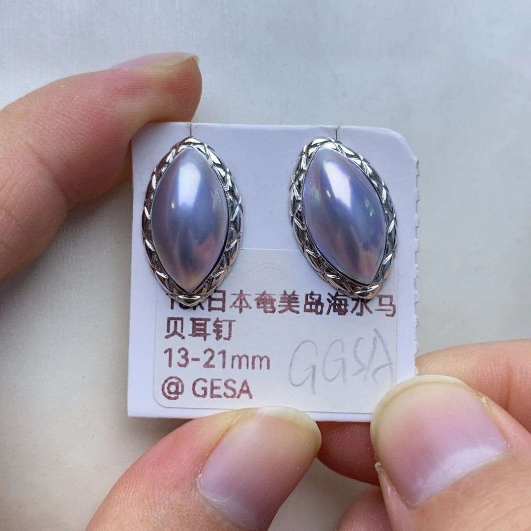 耳饰拼合珍珠（马贝珠）18K金镶嵌