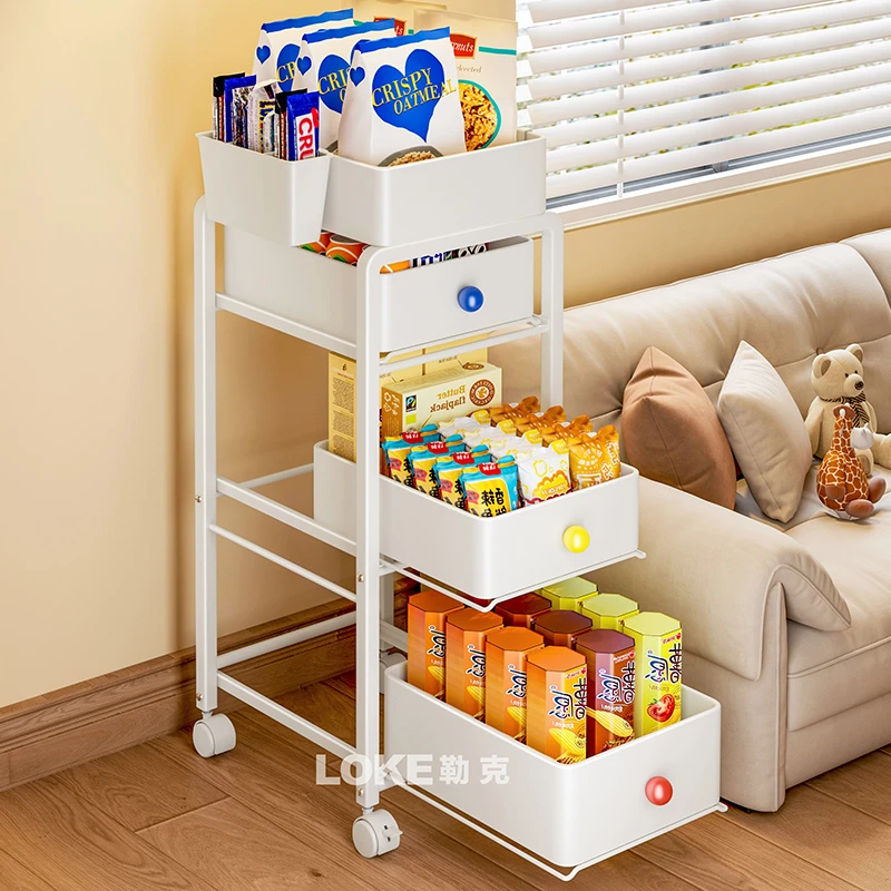 2025新款多巴胺书包置物架家用多层桌下放书本零食可移动小推车