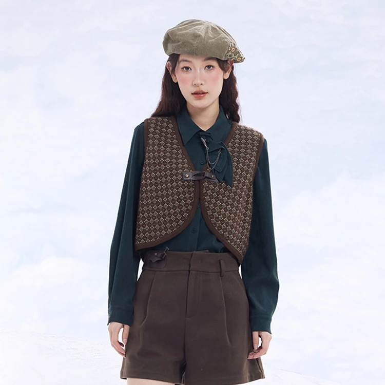 【银泰百货OH】pit 2025冬装复古时尚精致质感衬衫上衣111C340318