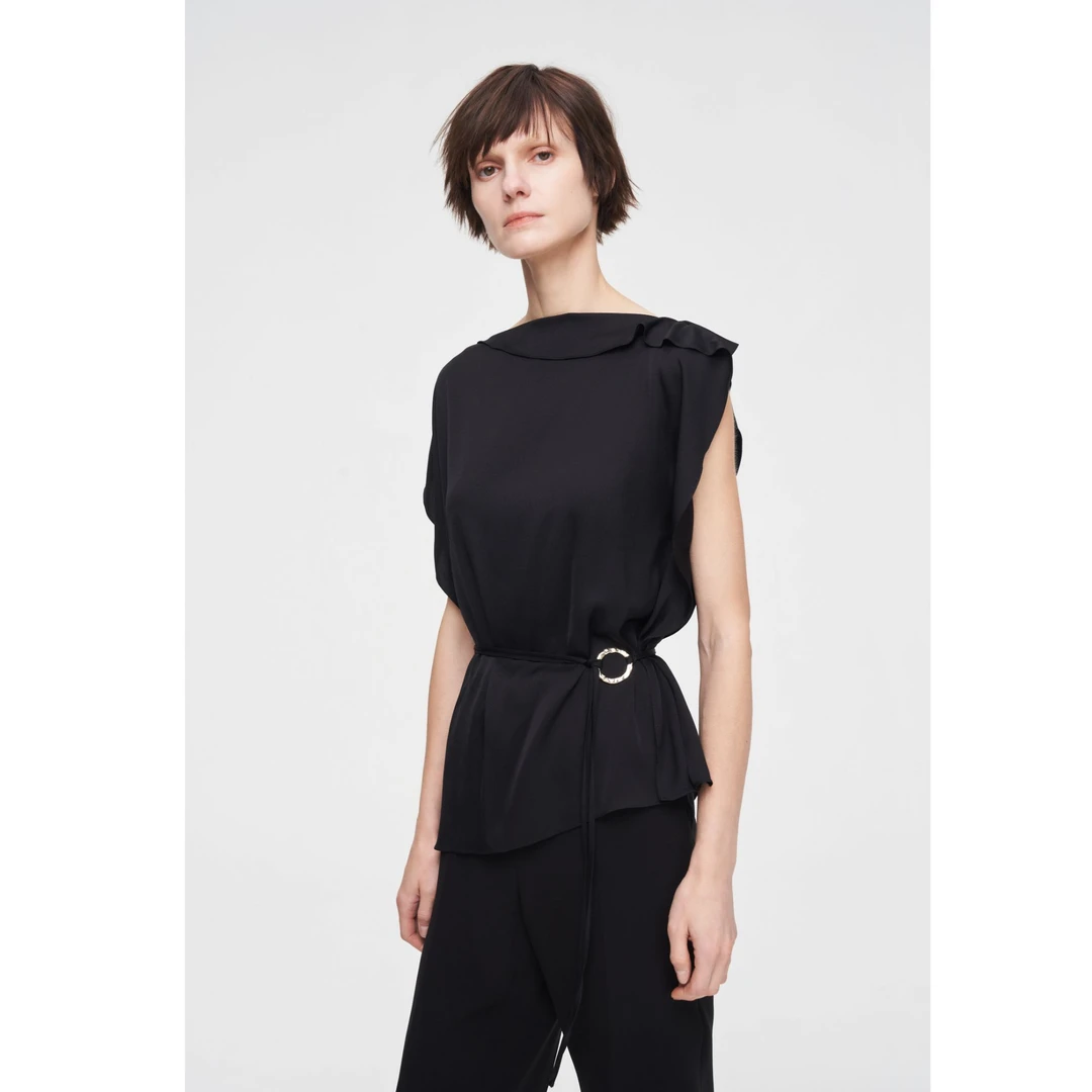 ELLASSAY歌力思夏桑蚕丝欧若智性风修身显瘦套头上衣EWE352C03200