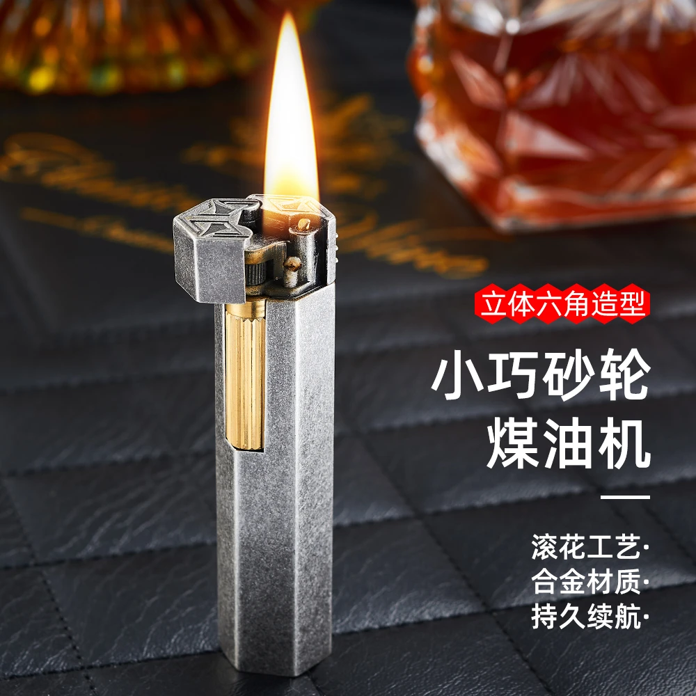 新款手工老式八角战壕古董砂轮煤油打火机个性复古欧式机械煤油机