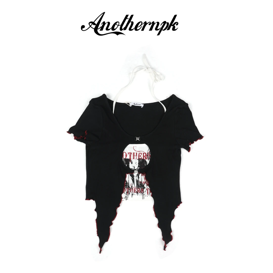 ANPK街头辣妹正肩T恤短款T恤休闲个性套装夏季印花A5F02C0041