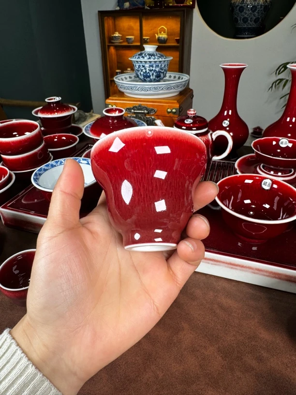 景德镇原矿郎红 葫芦杯