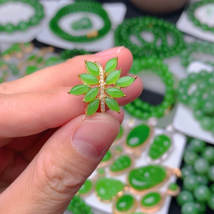 和田玉（碧玉）银S925镶嵌手链