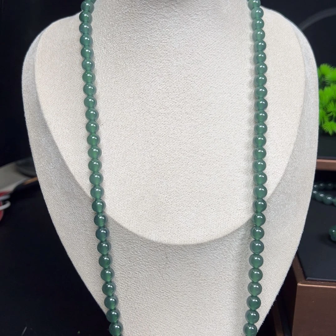 翡翠未镶嵌颈饰天然翡翠圆珠卡8
