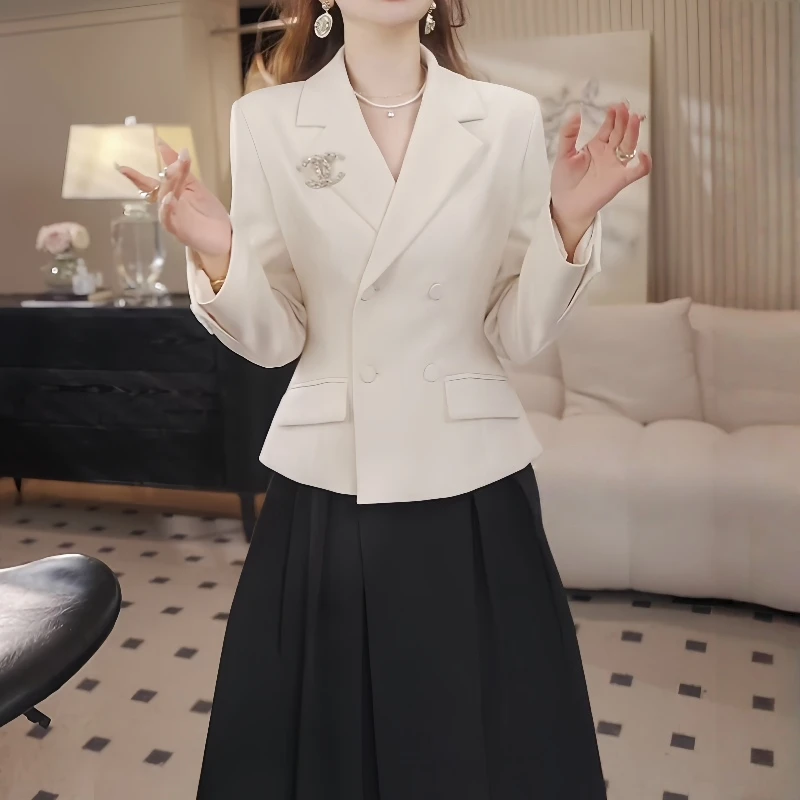 名媛风优雅高端收腰西装外套女2025秋冬新款设计感女神范西服上衣