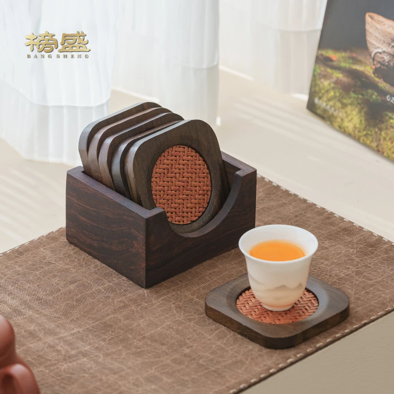 黑檀木杯垫茶杯垫茶道功夫茶具配件高档茶桌摆件实木隔热垫茶托