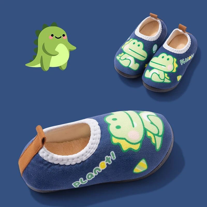 儿童棉拖鞋秋冬季男童包跟加厚防滑地板软底宝宝室内女童家居棉鞋
