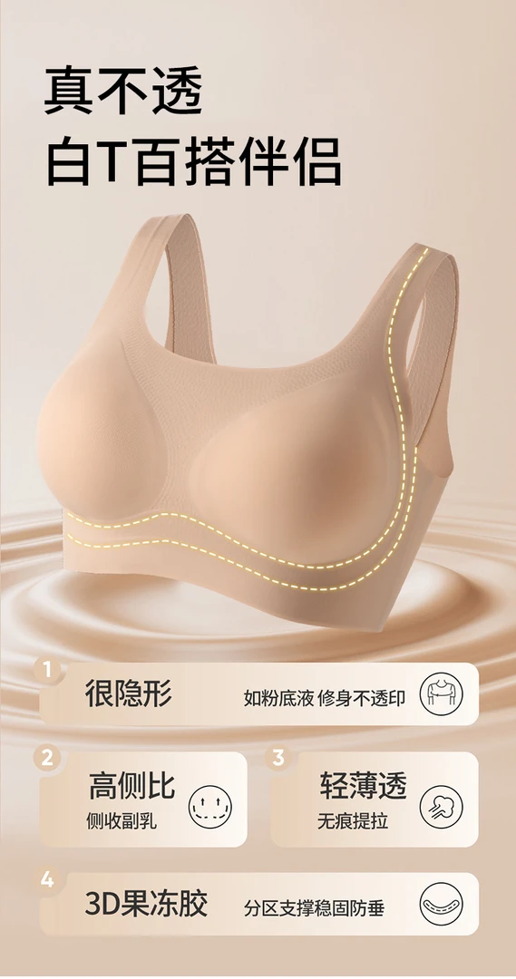 【粉底液】隐形无痕夏日白T防透内衣 B06#