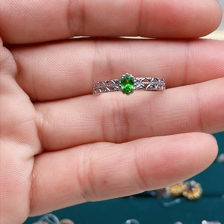 石榴石戒指银S925镶嵌