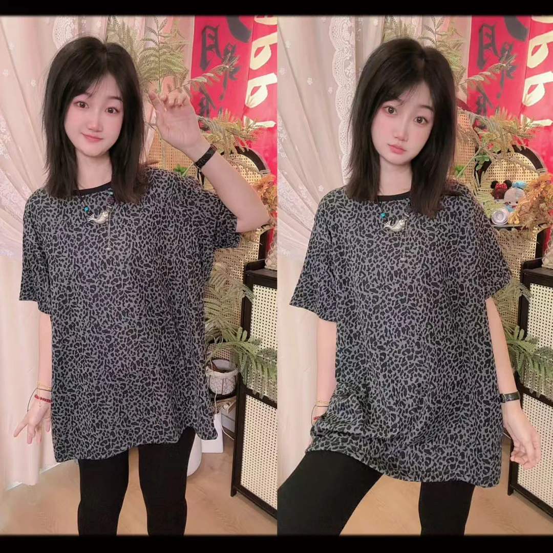 【时尚来临】【复古豹纹】 新款潮牌小众高级拍照必备百搭复古短袖T恤