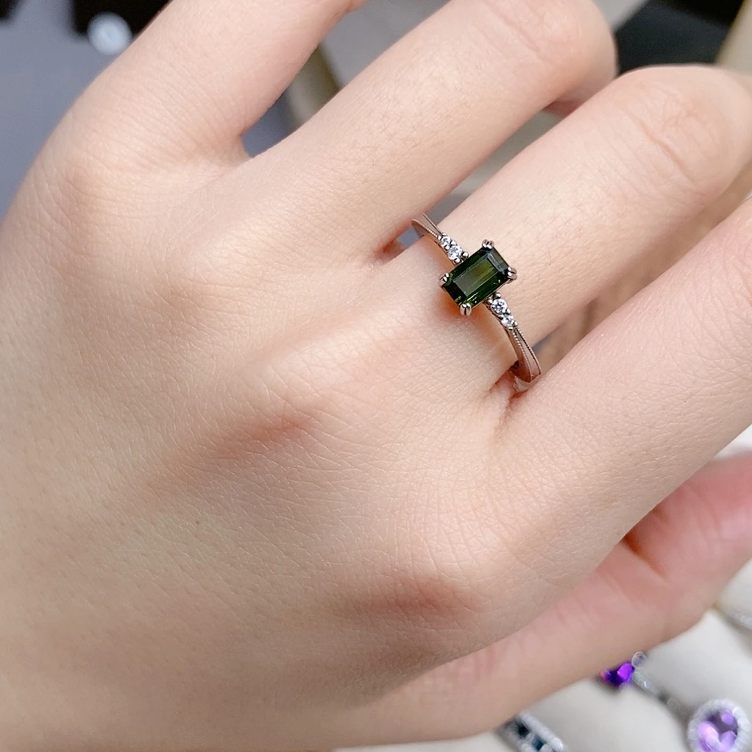 碧玺戒指银S925镶嵌开口