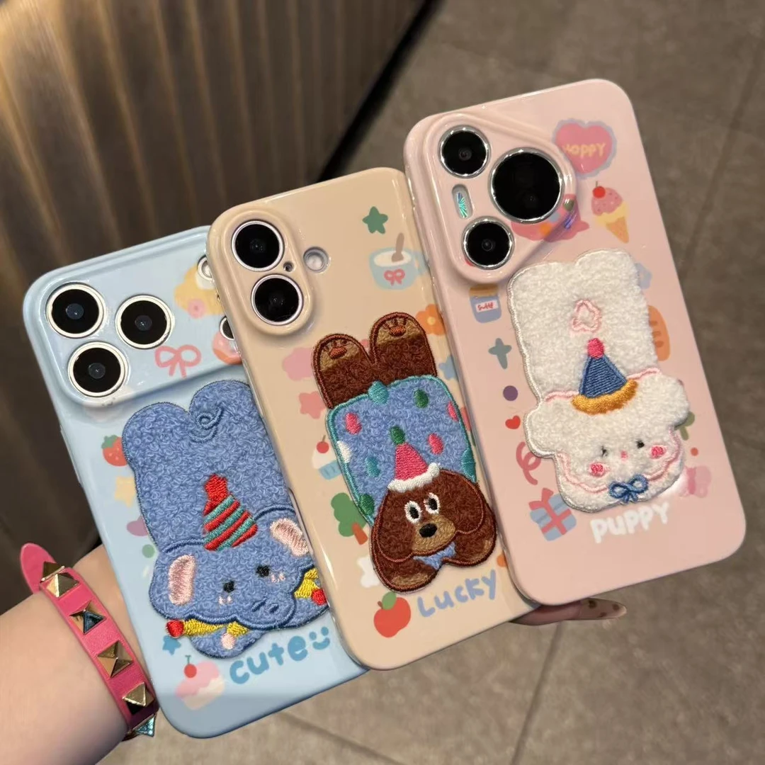 GGBond刺绣倒立小动物适用苹果17菲林16手机壳华为vivo小米oppo