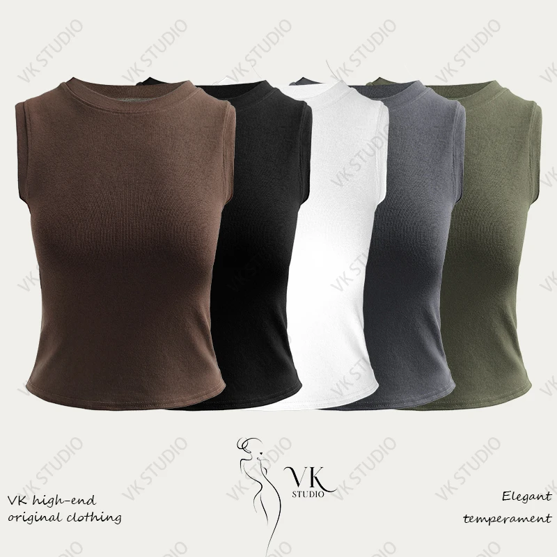 VK Studio轻奢时尚无袖圆领上衣【vk1050】
