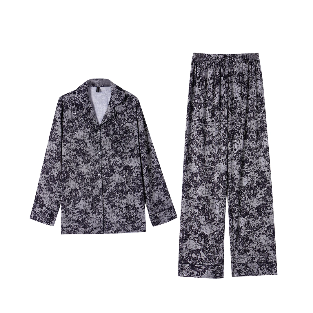 【黑仑国度】 高定水墨睡衣女高级感夏女长袖家居服-2454