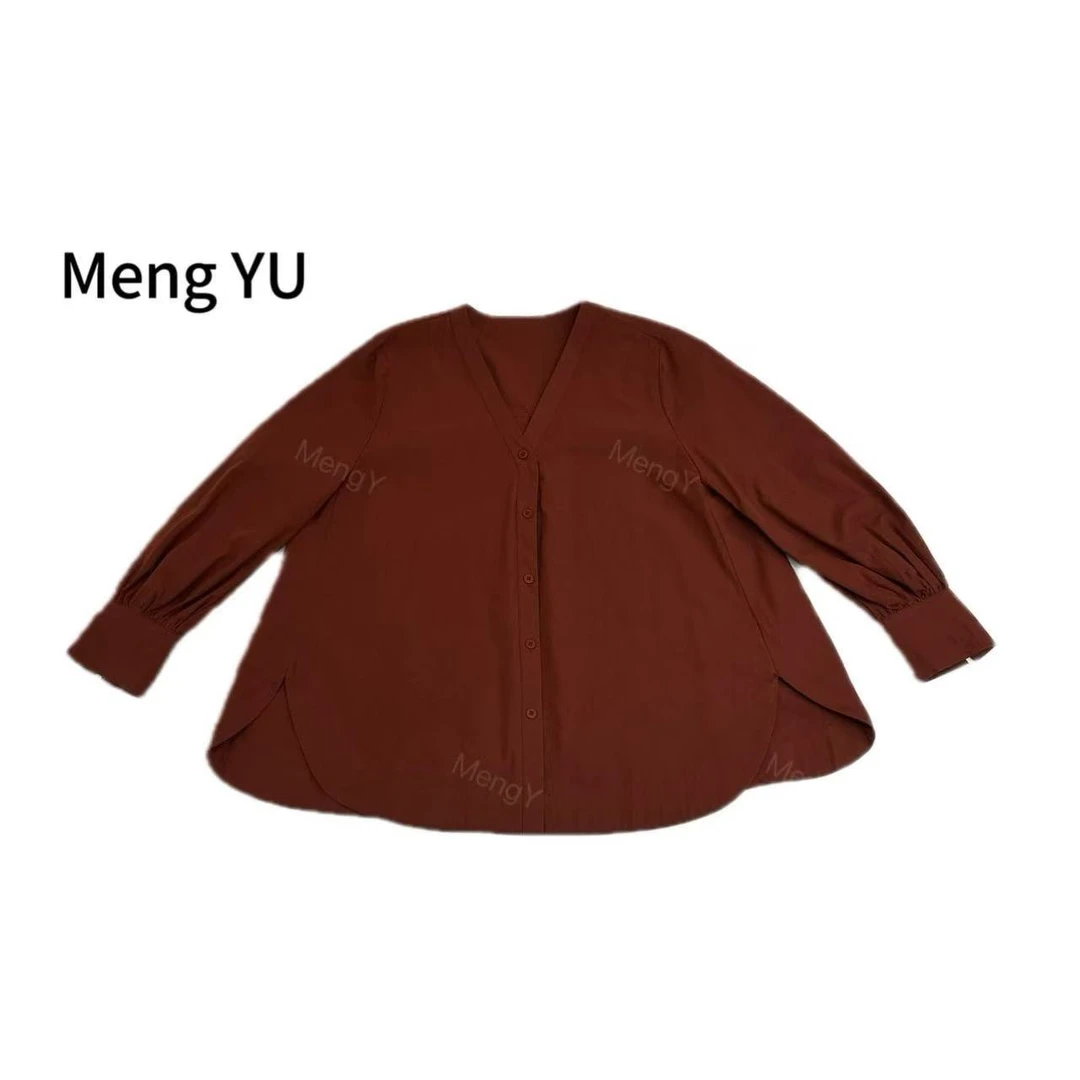 梦煜家【风之絮语}oversize气质百搭宽松V领衬衫/25款春款100棉