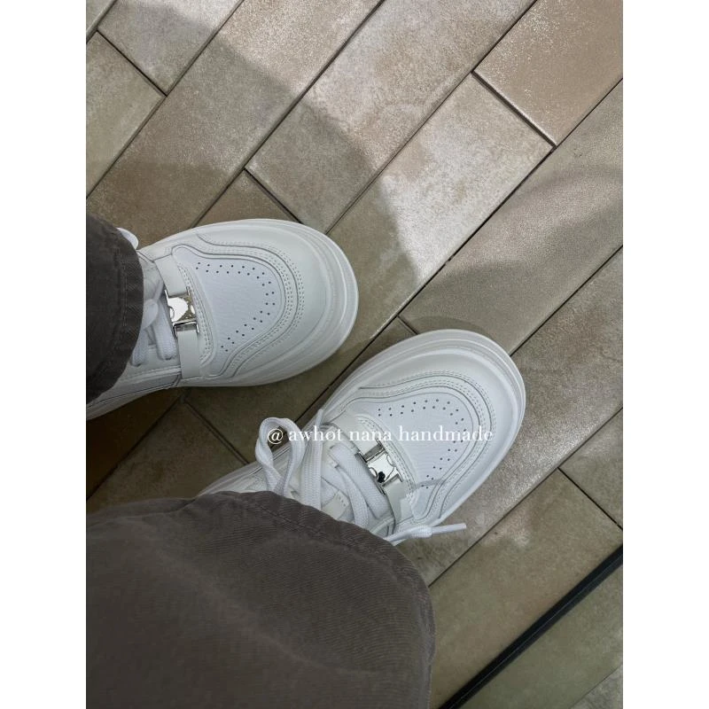 长高8cm~锁扣果冻厚底增高休闲运动板鞋女小白鞋8981/D4