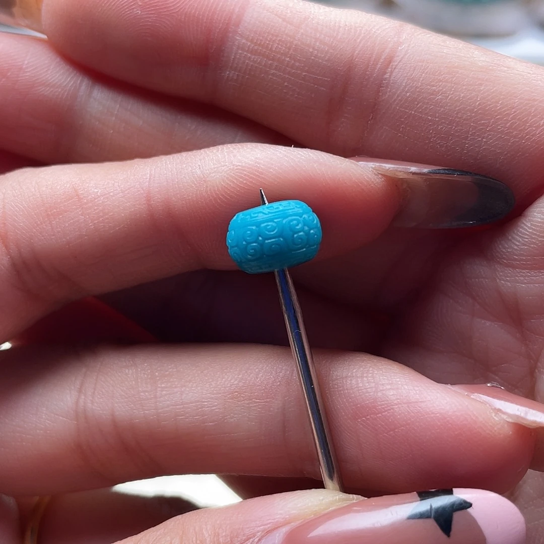 DIY琉璃暴力蓝9.8×6.9回纹隔珠