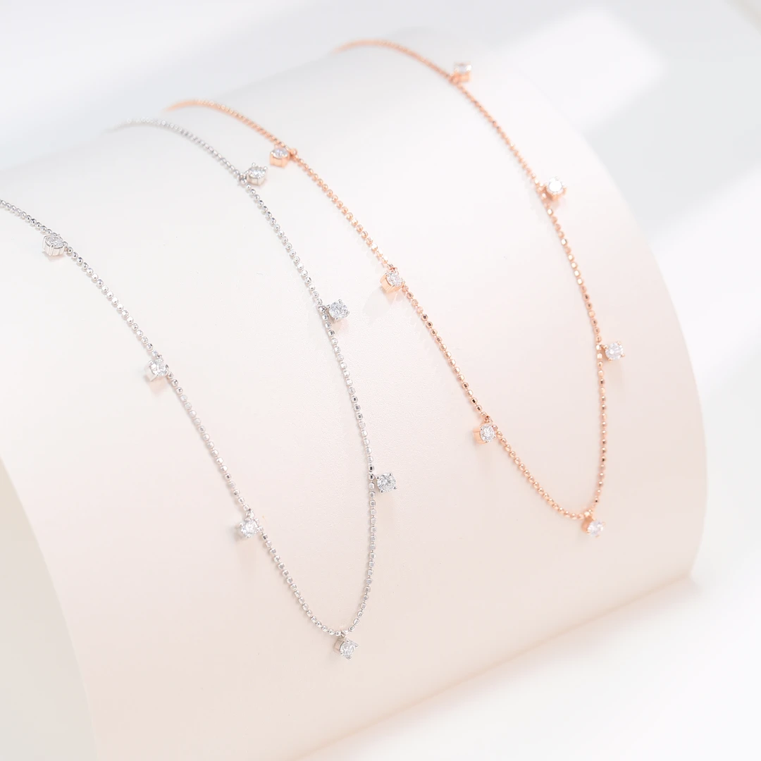 18K金天然钻石满天星套链气质轻奢时尚