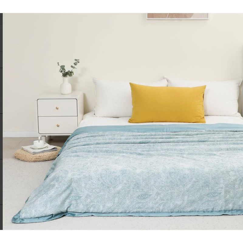 【京かわ会社】长绒棉贡缎冰岛蚕丝被 觉迹 浅蓝