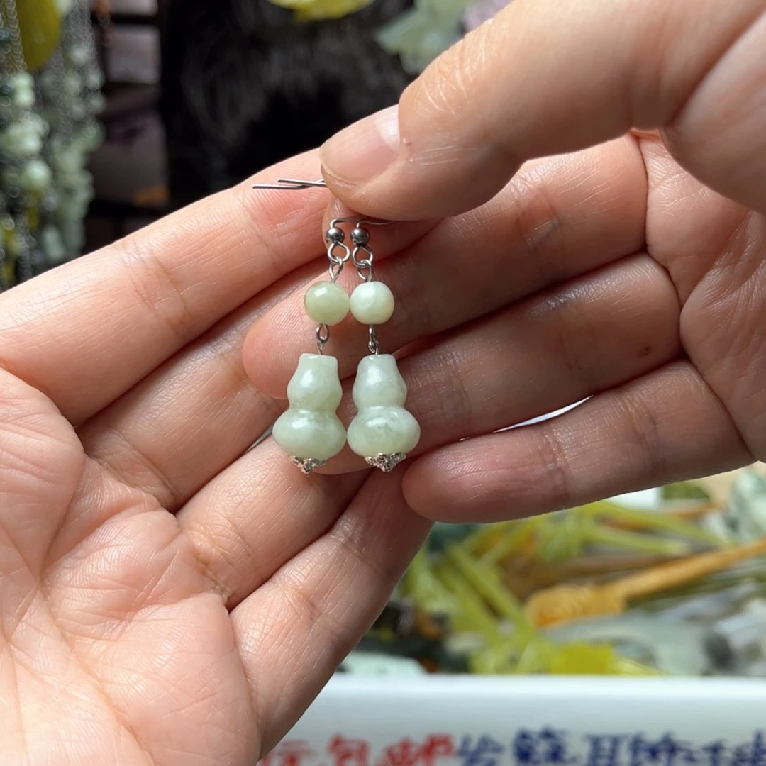 岫玉未镶嵌发饰岫玉耳坠