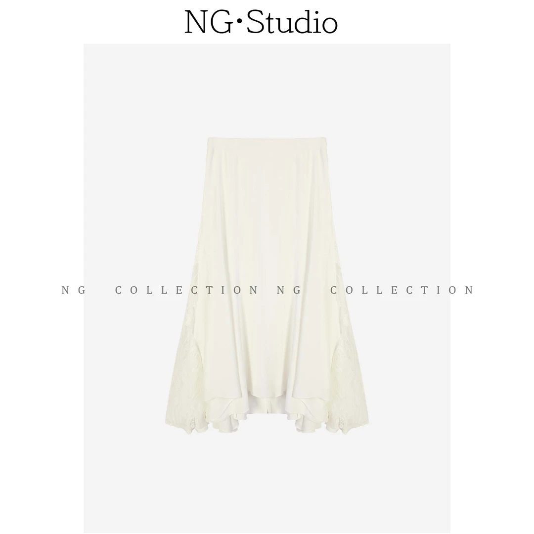 【NG·Studio】浪漫感白色裙重工不规则半身长裙NGC5BSQ1421A