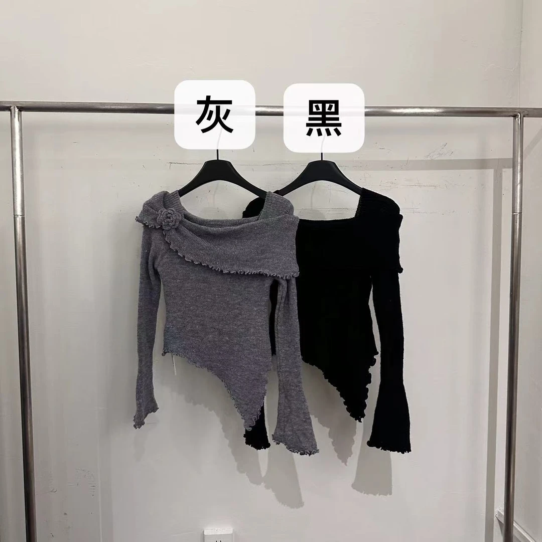 【ARONG阿荣家】针织上衣08109-黑色灰色-F