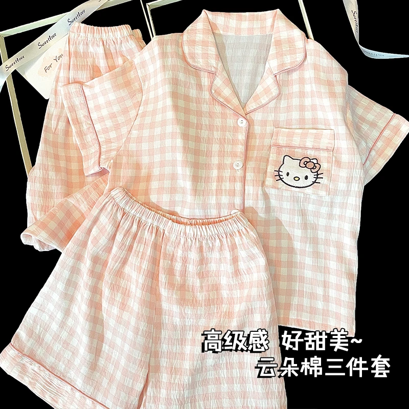 夏季新款云朵棉女童睡衣短袖儿童套装女孩公主洋气大童卡通家居服