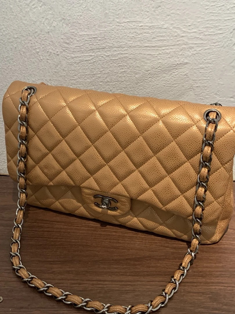 99新 Chanel/香奈儿 HIHI金色荔枝纹Jumbo14开12057130JL