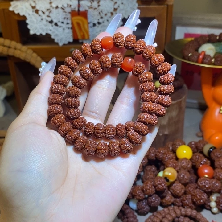 手串金刚菩提116玉华双圈红珠一物