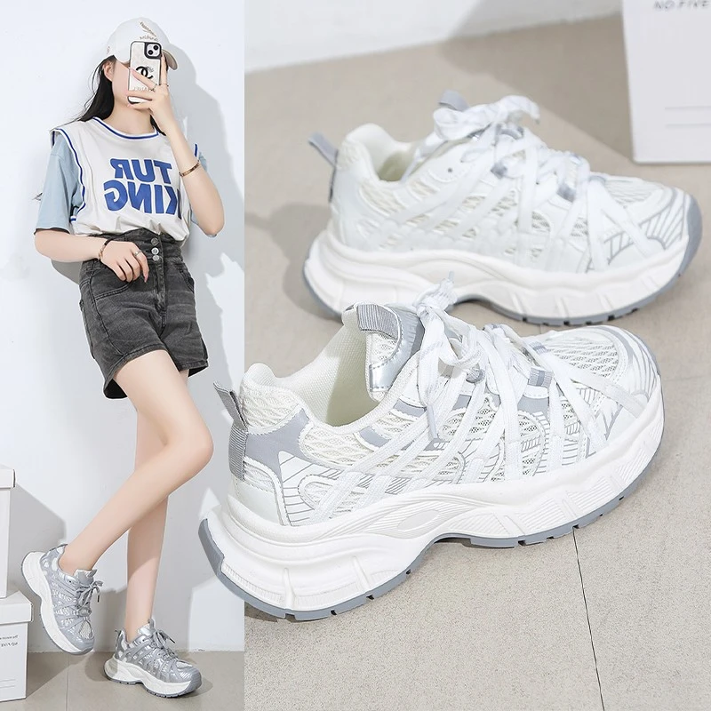 夏季厚底学生老爹鞋休闲透气时尚百搭网面时尚清凉感12A