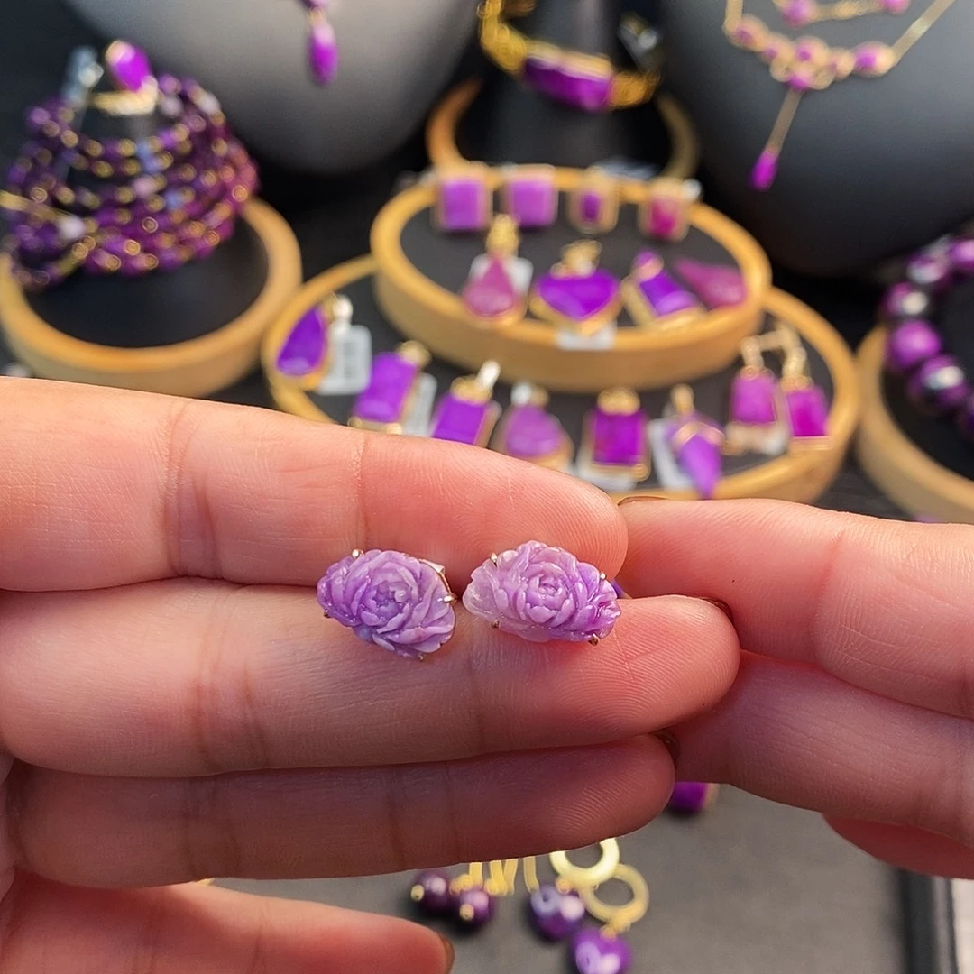 苏纪石（舒俱来）18K金镶嵌耳饰