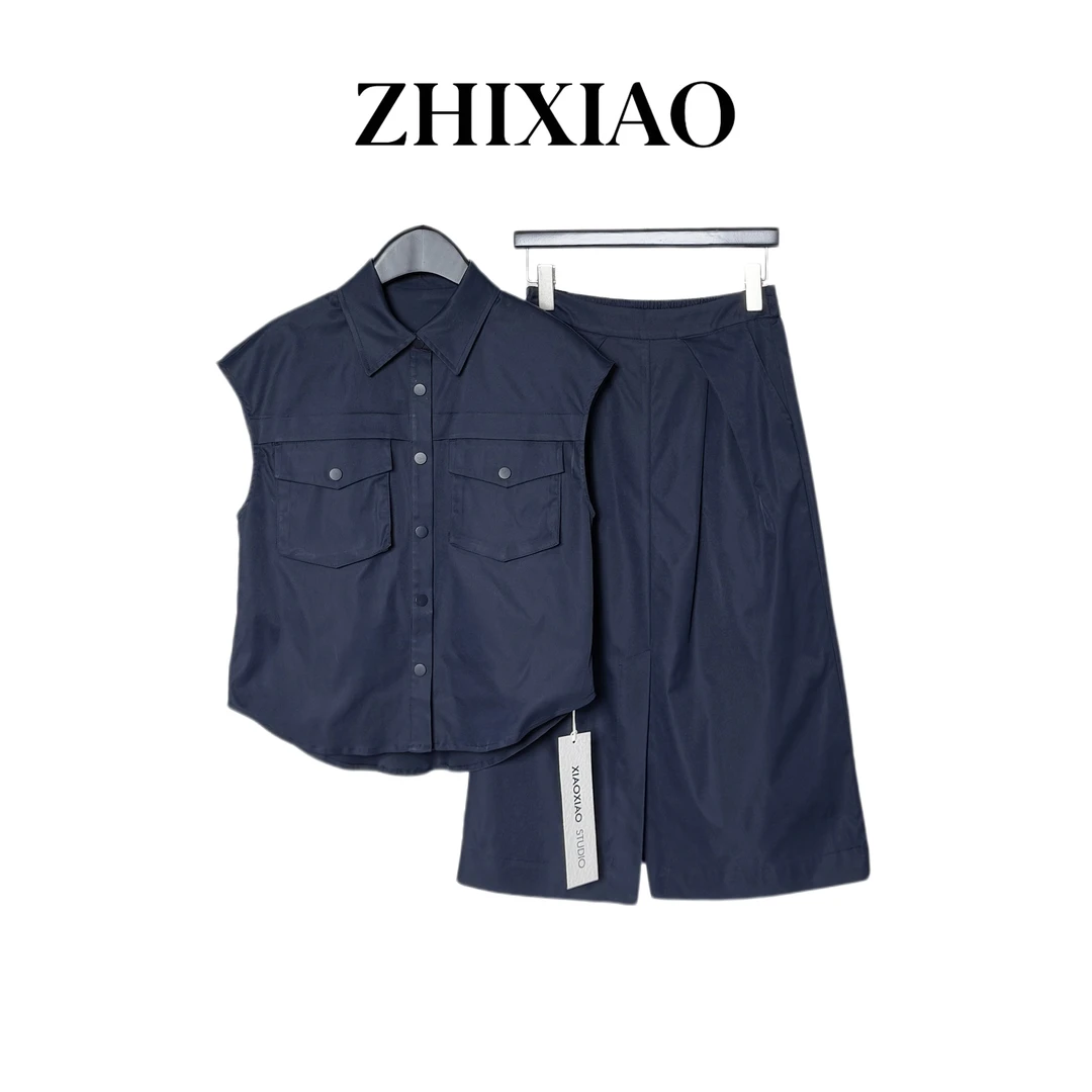 【ZHIXIAO】夏季新款：翻领无袖套装91105